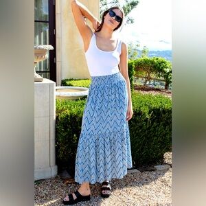 Emerson Fry Blue Chevron Maxi Skirt